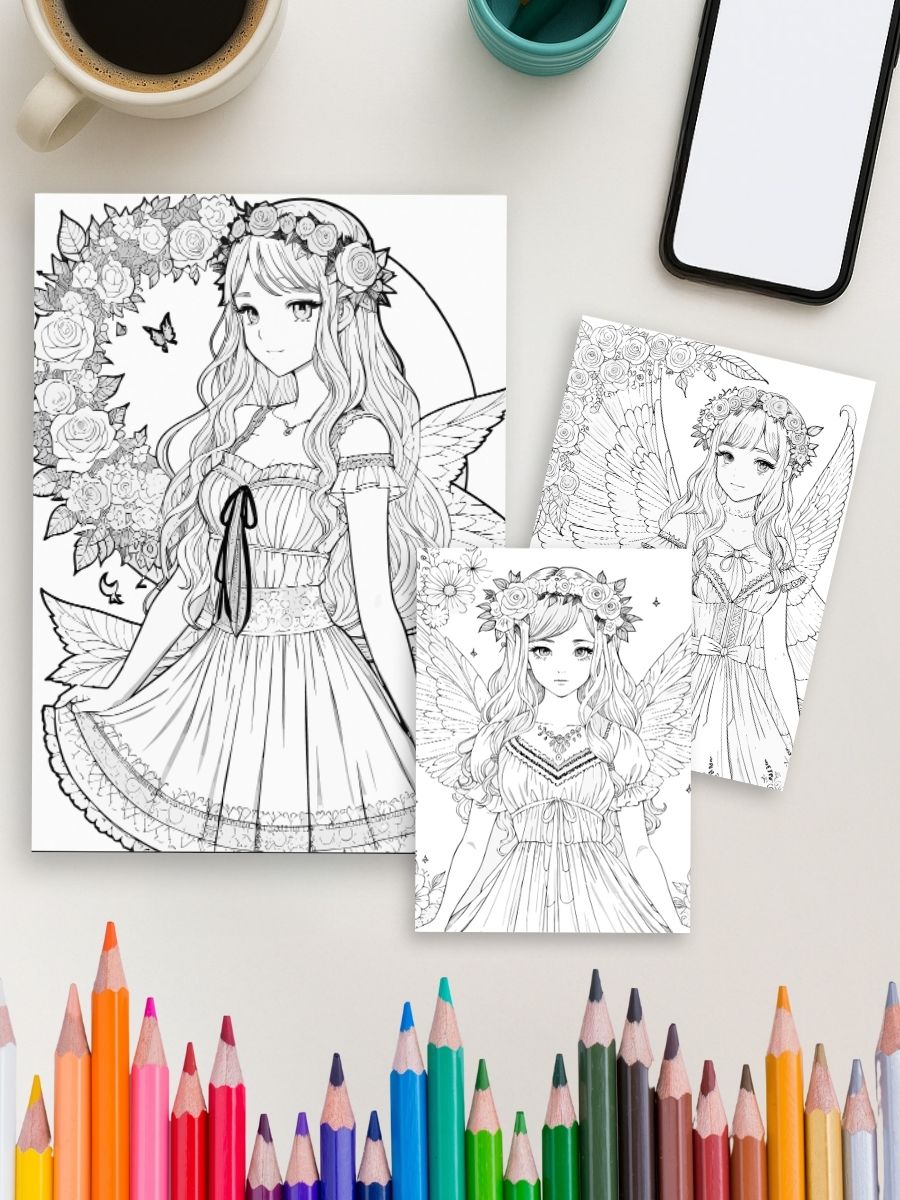 Enchanted Fairies & Flowers – 180+ Fantasy Coloring Pages - Image 4