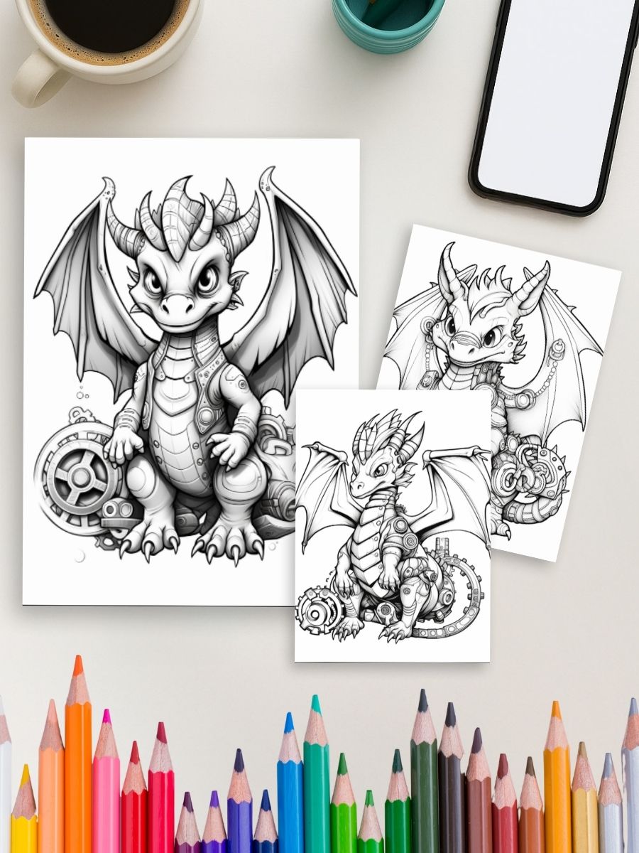 Dragon Realm – 50 Fire-Breathing Coloring Pages - Image 4