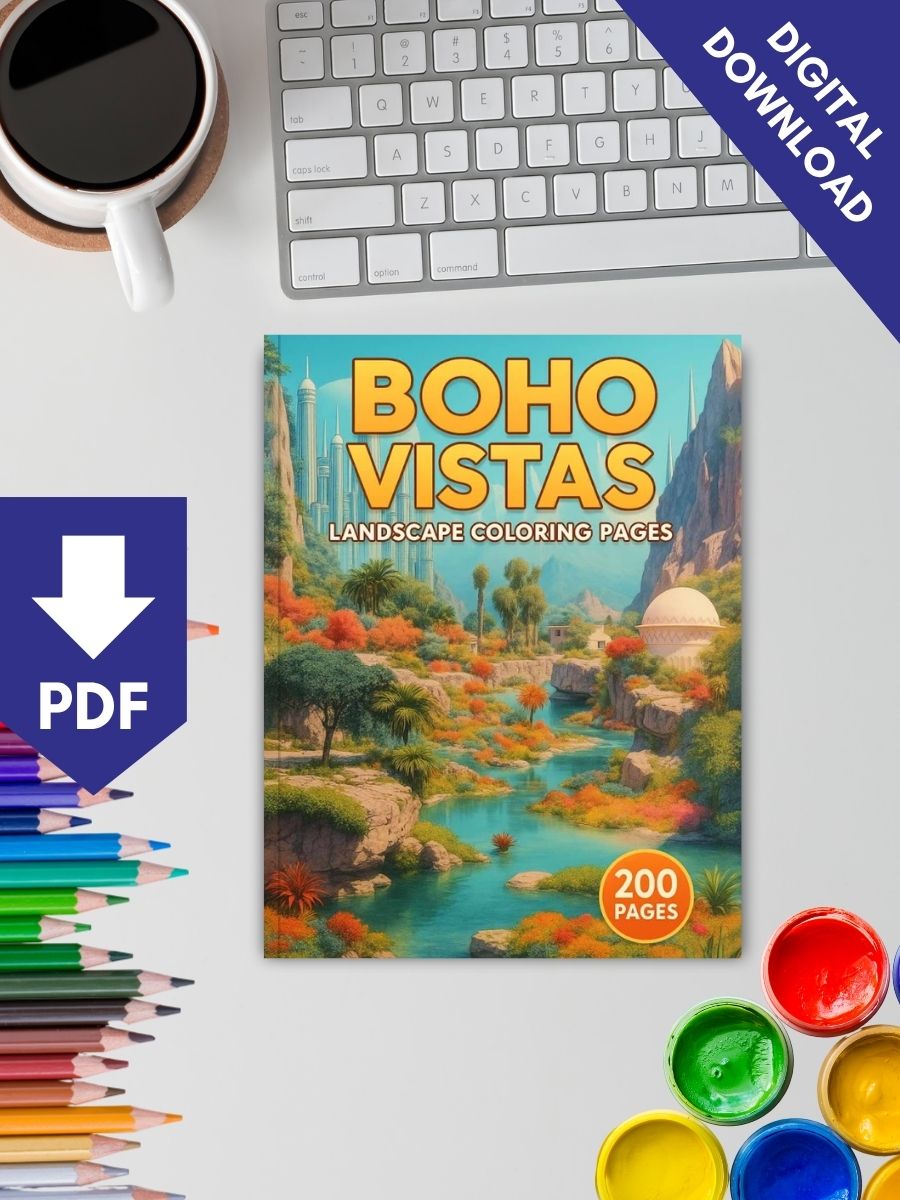 Boho Vistas – 200 Landscape Coloring Pages - Image 2