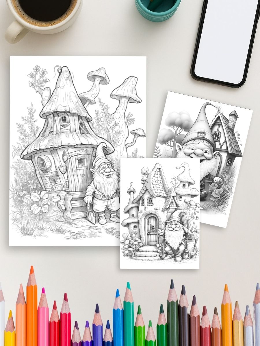 Garden Gnome Tales – 75 Whimsical Gnome Coloring Pages - Image 4
