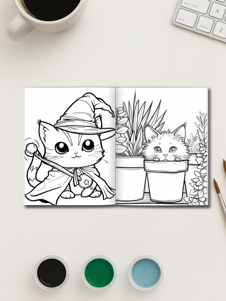 Purrfectly Kawaii – 160 Cute Cat Coloring Pages - Image 3