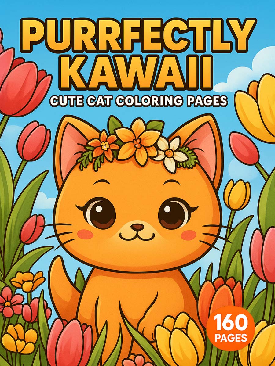 Purrfectly Kawaii – 160 Cute Cat Coloring Pages