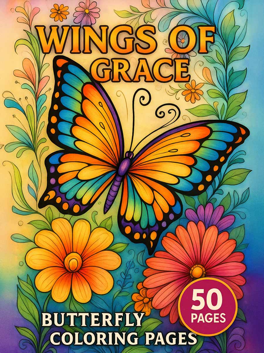 Wings of Grace – 50 Butterfly Coloring Pages