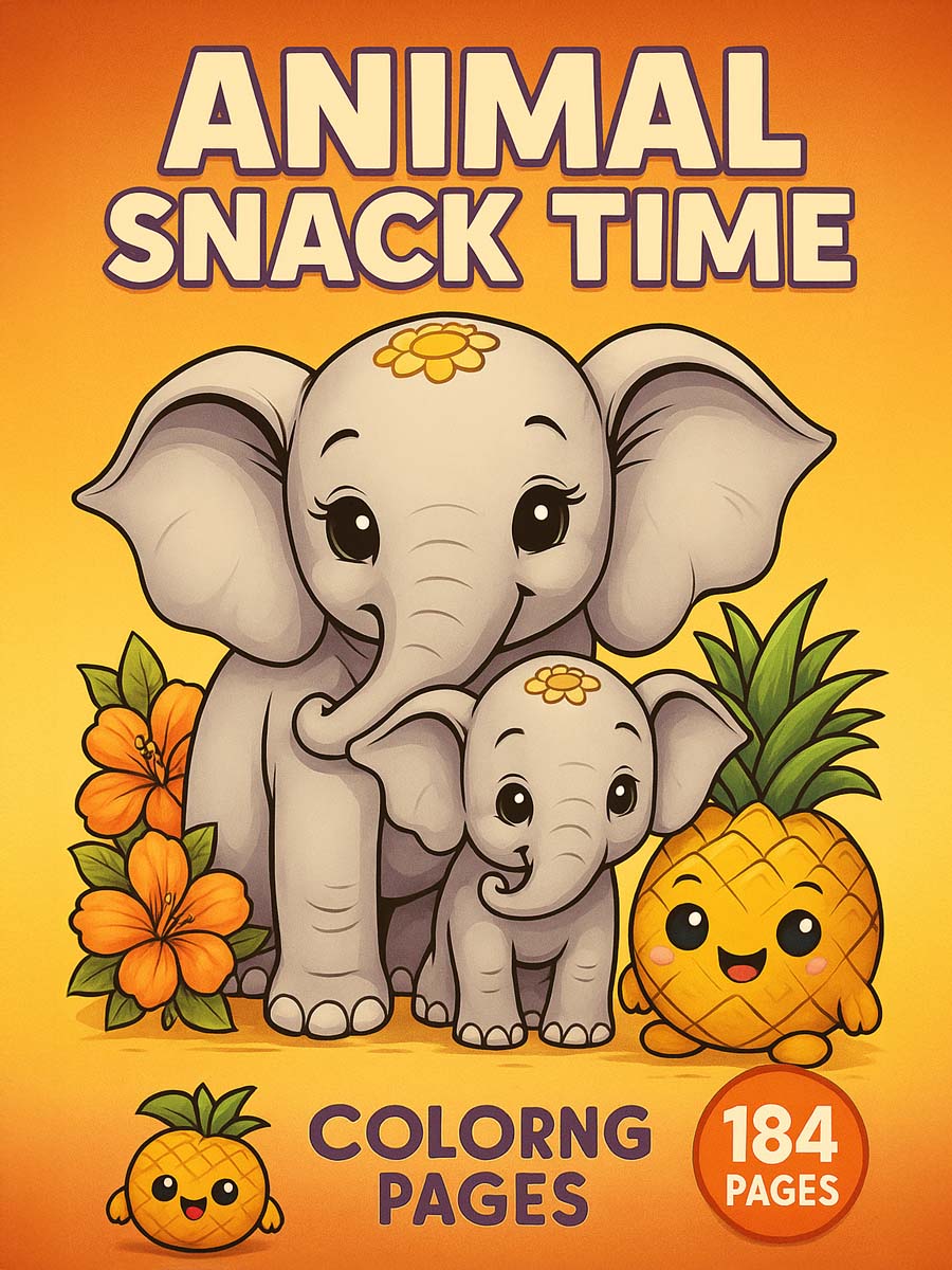Animal & Snack Time – 184 Animals & Fruits Coloring Pages for Kids