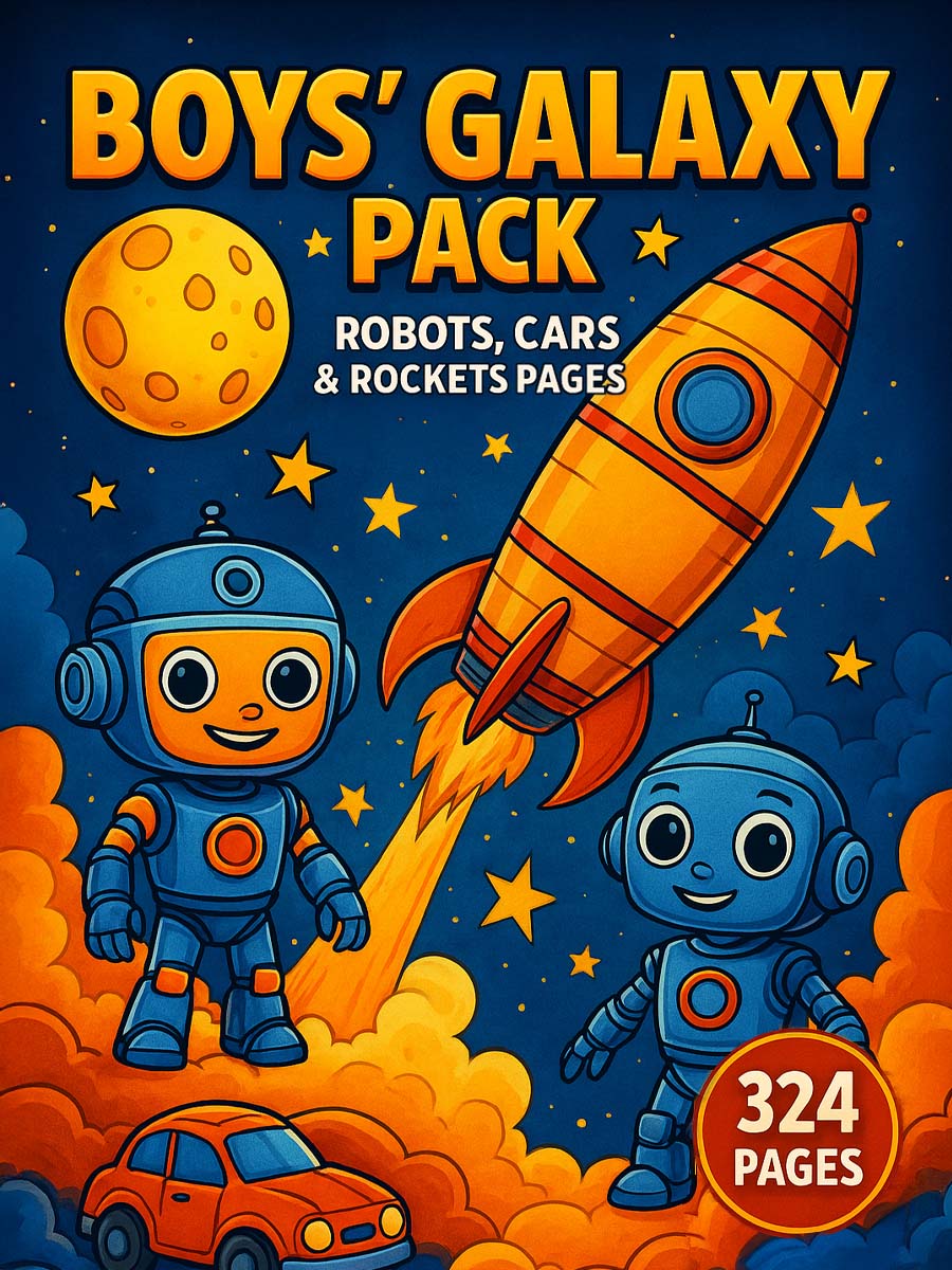 Boys’ Galaxy Pack – 324 Pages of Robots, Cars & Rockets