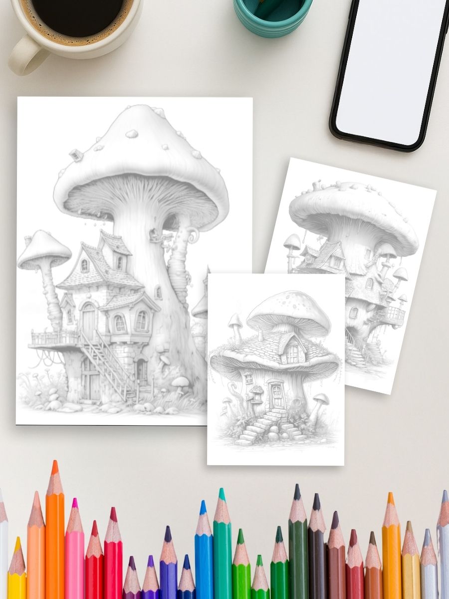 Mushroom Cottage Magic – 75 Whimsical House Pages - Image 3
