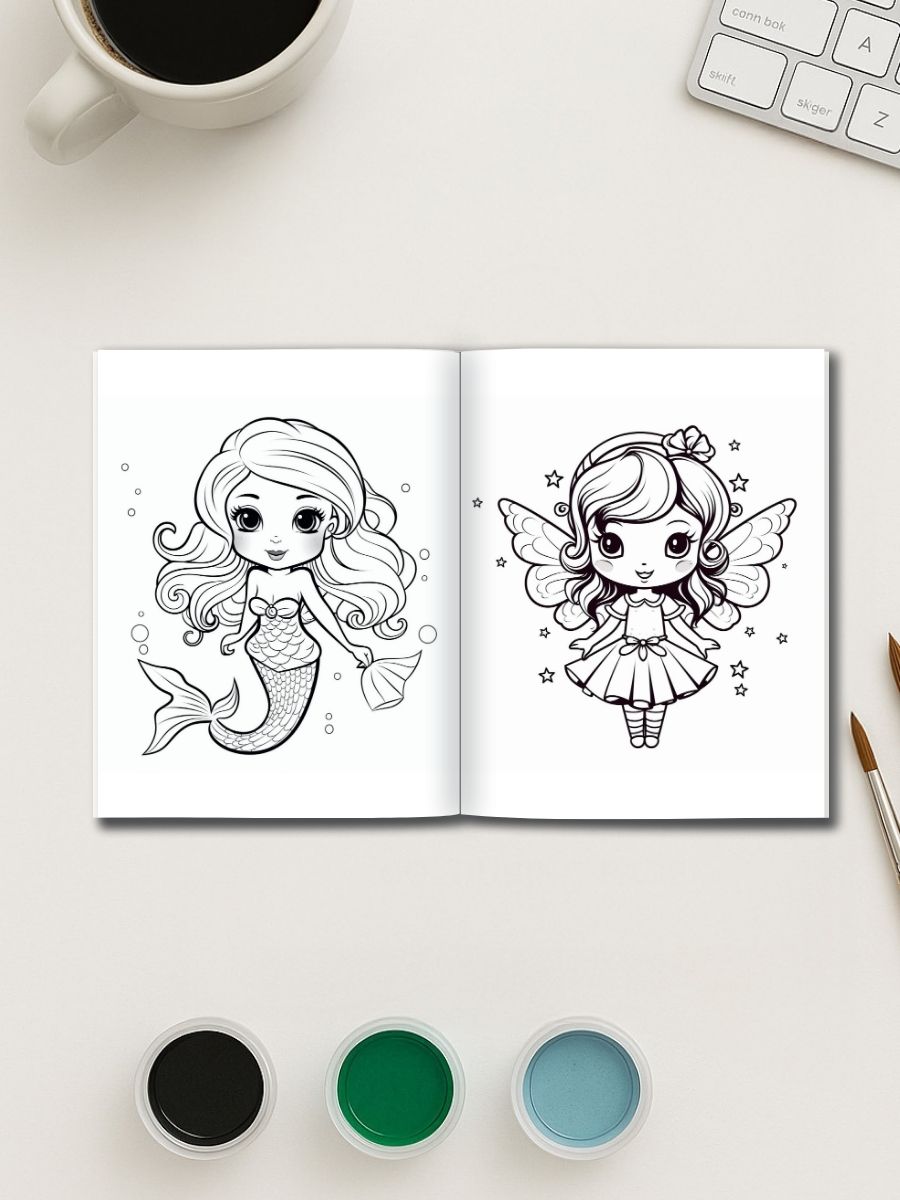Mermaid Tales & Mythical Friends – 70 Fantasy Story Coloring Pages - Image 2