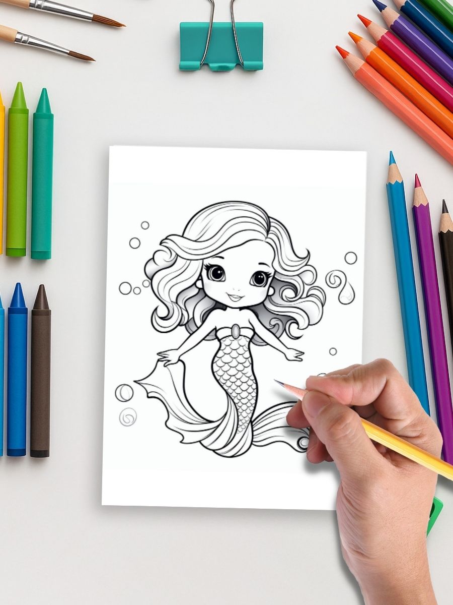 Mermaid Tales & Mythical Friends – 70 Fantasy Story Coloring Pages - Image 4