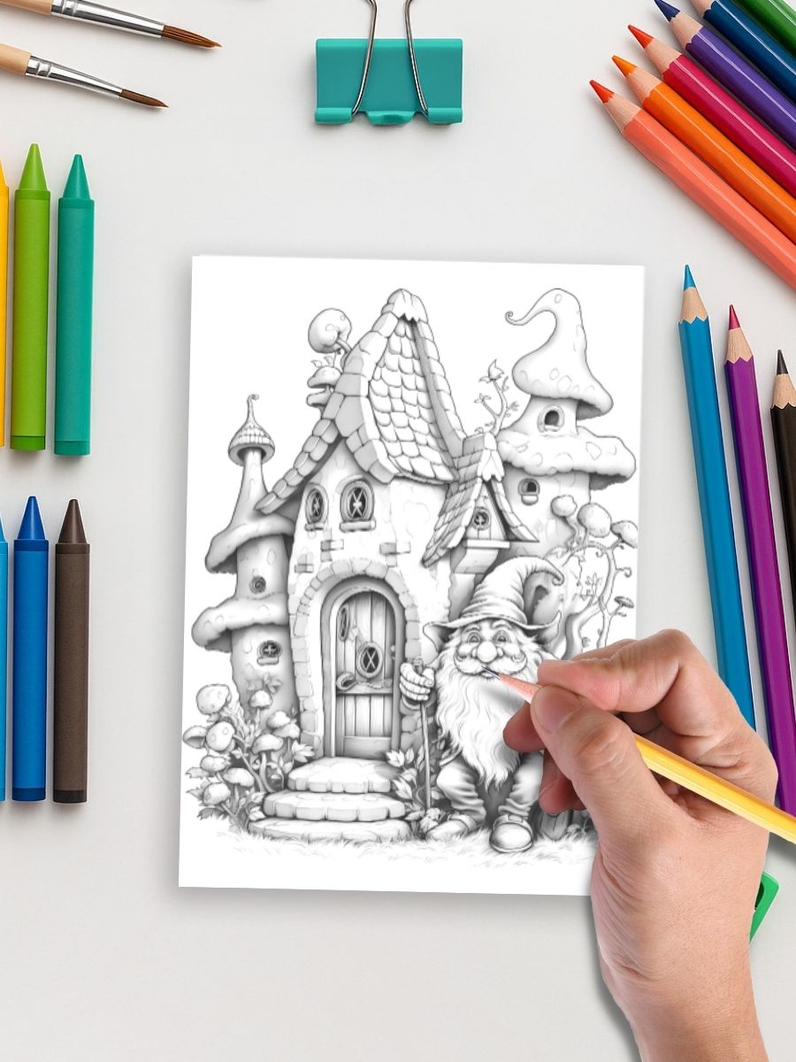 Garden Gnome Tales – 75 Whimsical Gnome Coloring Pages - Image 4