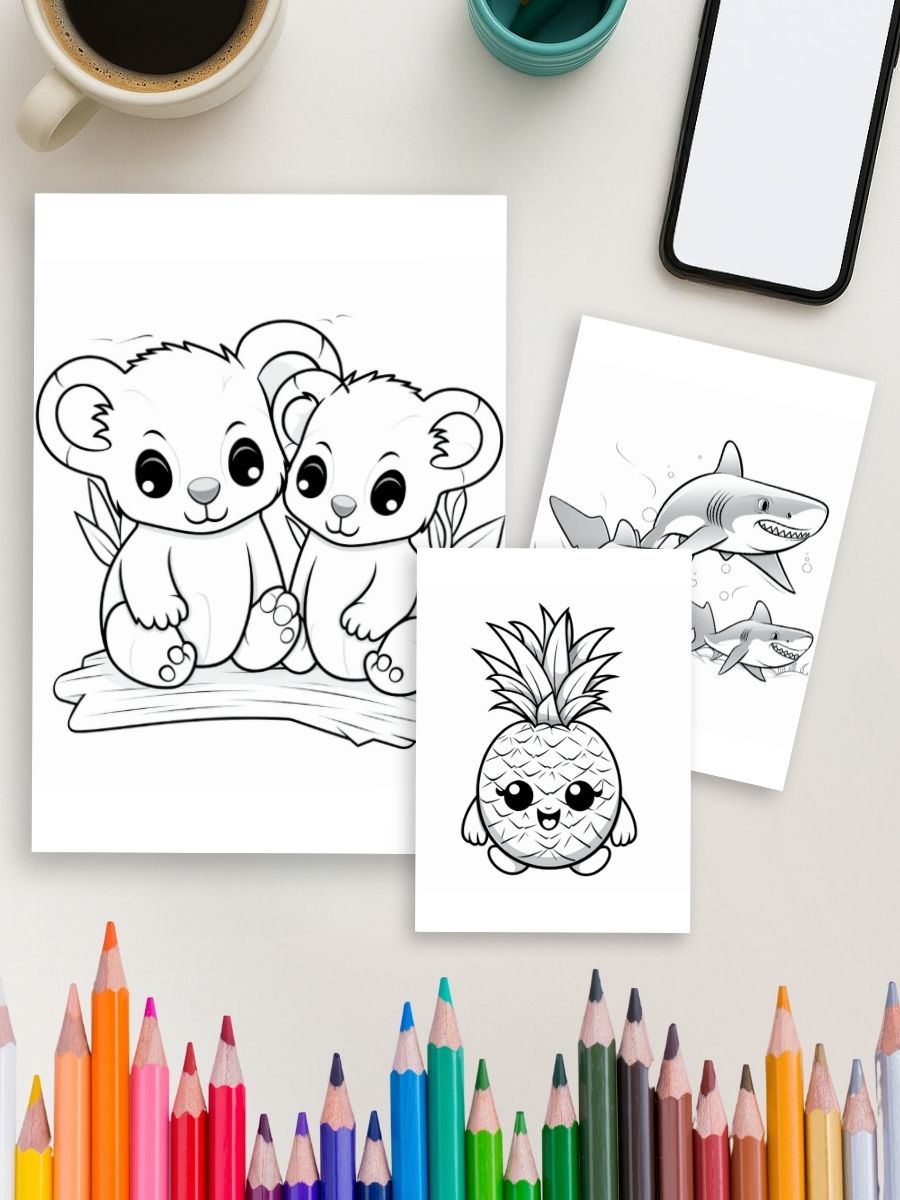 Animal & Snack Time – 184 Animals & Fruits Coloring Pages for Kids - Image 3