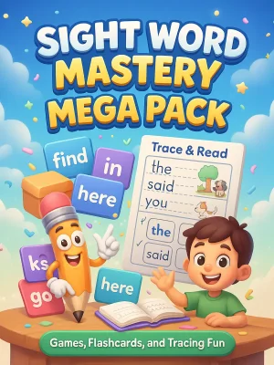 Sight Word Mastery Mega Pack – 1,121 Pages of Games, Flashcards, and Tracing Fun